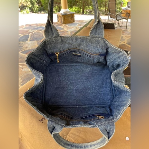 PRADA CANAPA Tote Bag, Large Tote, Handbag, Denim Canvas 100% AUTHENTIC! - Picture 9 of 16